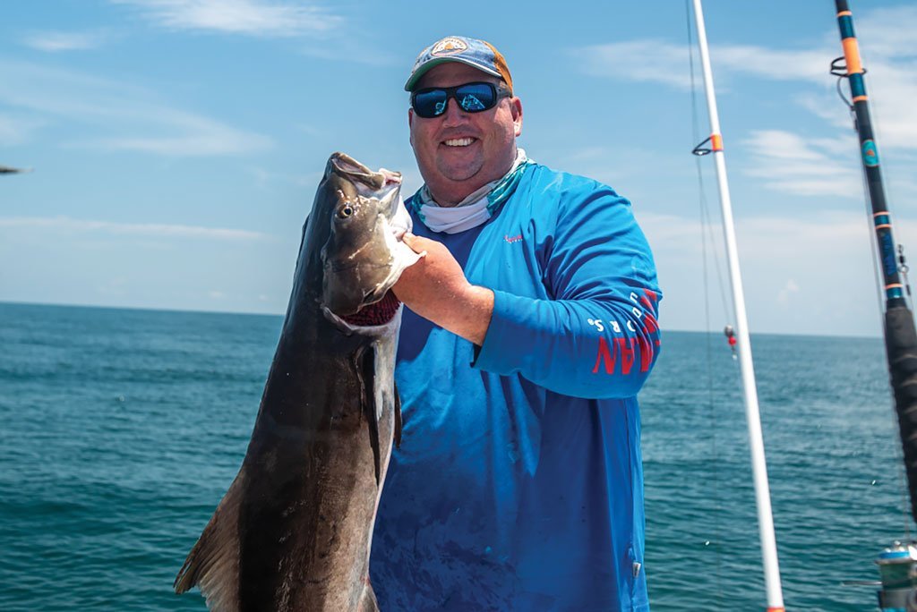 Captain Derek York with a Cobia caught in Texas state waters.