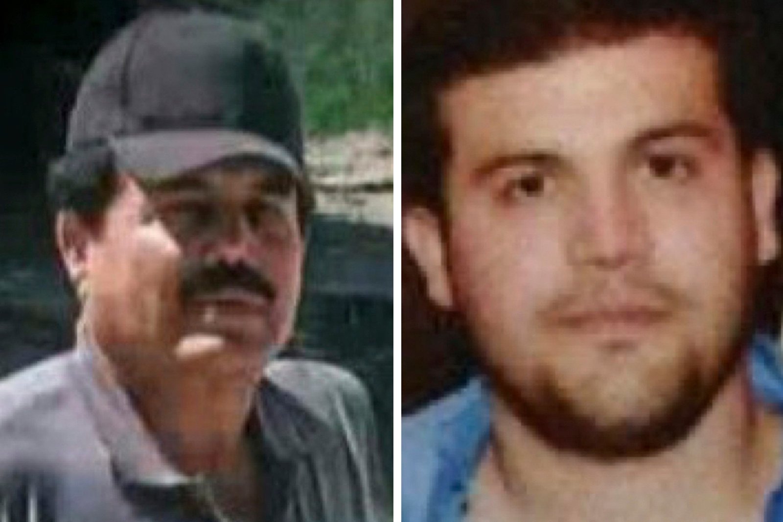 An old photograph of a man wearing a baseball cap and an old photograph of a man looking at the camera.