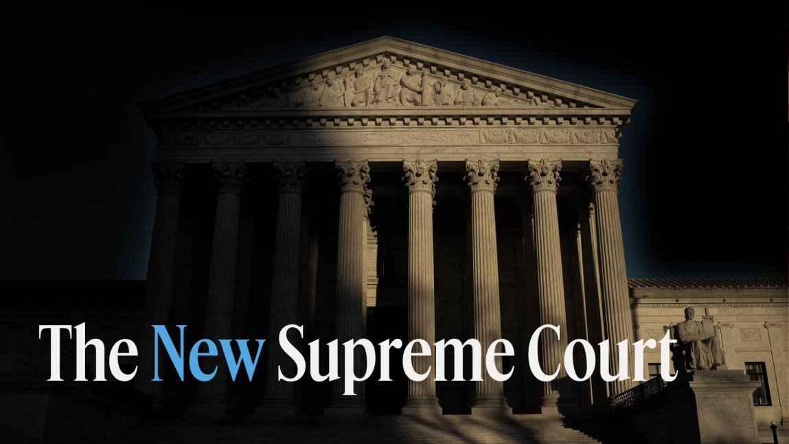 A dark shadow falls across the Supreme Court building.